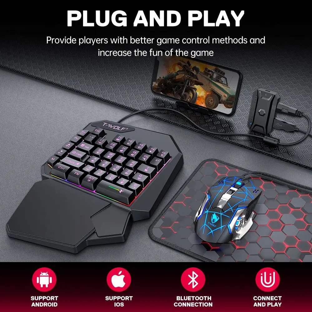 Gaming Keyboard And Mouse For Xbox - คีย์บอร์ดเกมมิ่ง RGB 5 in 1 พร้อมเมาส์