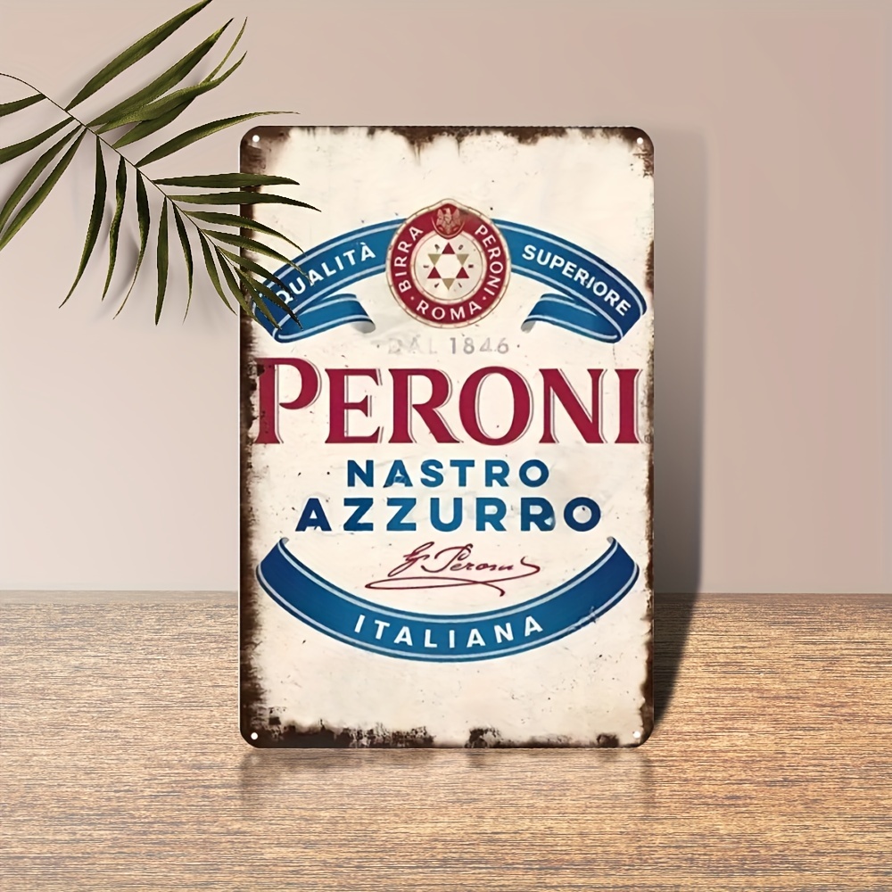 Brass Weight Plate - ป้ายโลหะเบียร์อิตาลี Peroni Nastro Azzurro สไตล์วินเทจ, ป้ายเหล็กติดผนังสไตล์เรโทรสำหรับตกแต่งบ้าน,