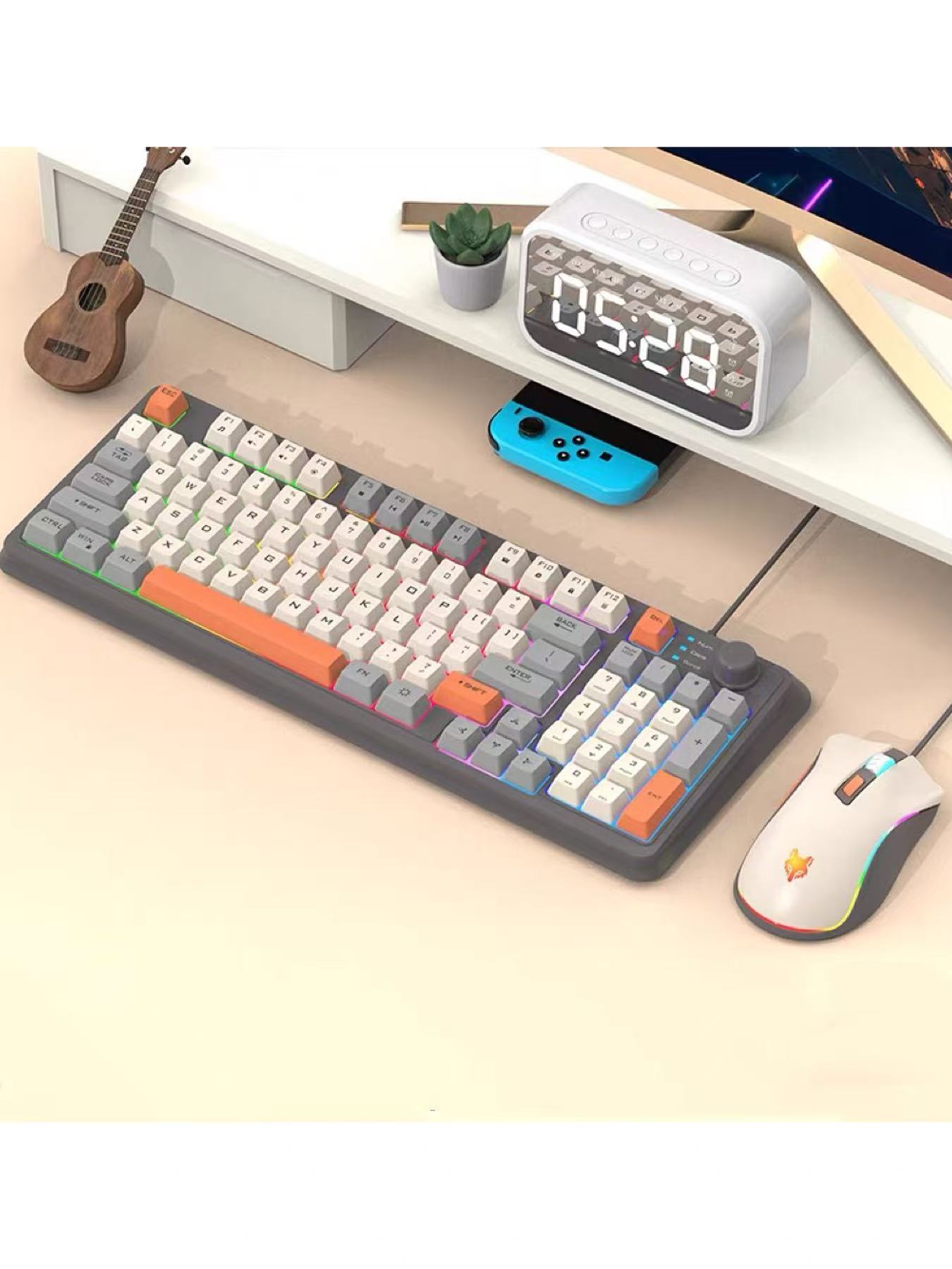 Gaming Keyboard Mouse Set - K820 ชุดคีย์บอร์ดเกมแบบมีสาย USB แล็ปท็อปโฮมออฟฟิศคีย์บอร์ดเรืองแสง