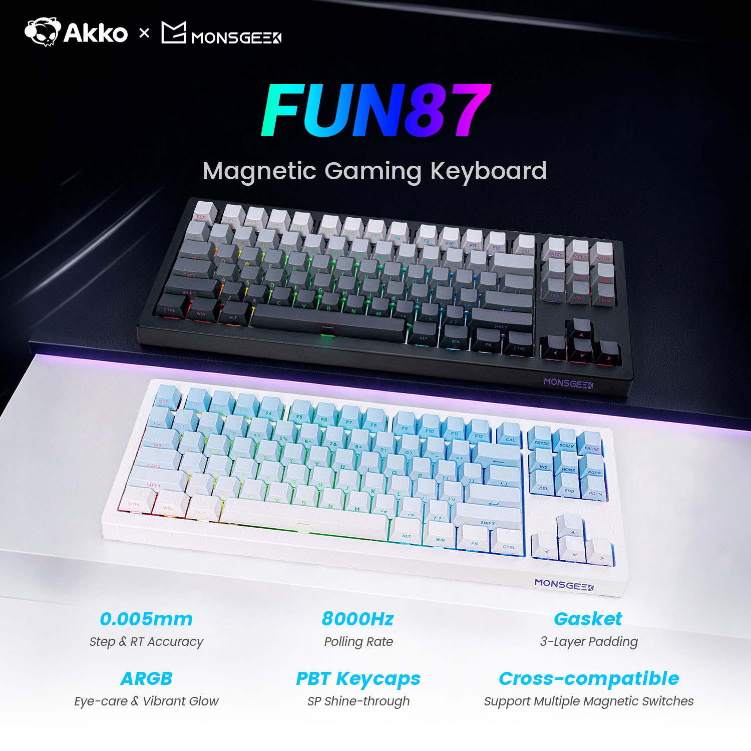 Gaming Keyboard Tkl - คีย์บอร์ดแม่เหล็ก Akko x Monsgeek FUN87 HE
