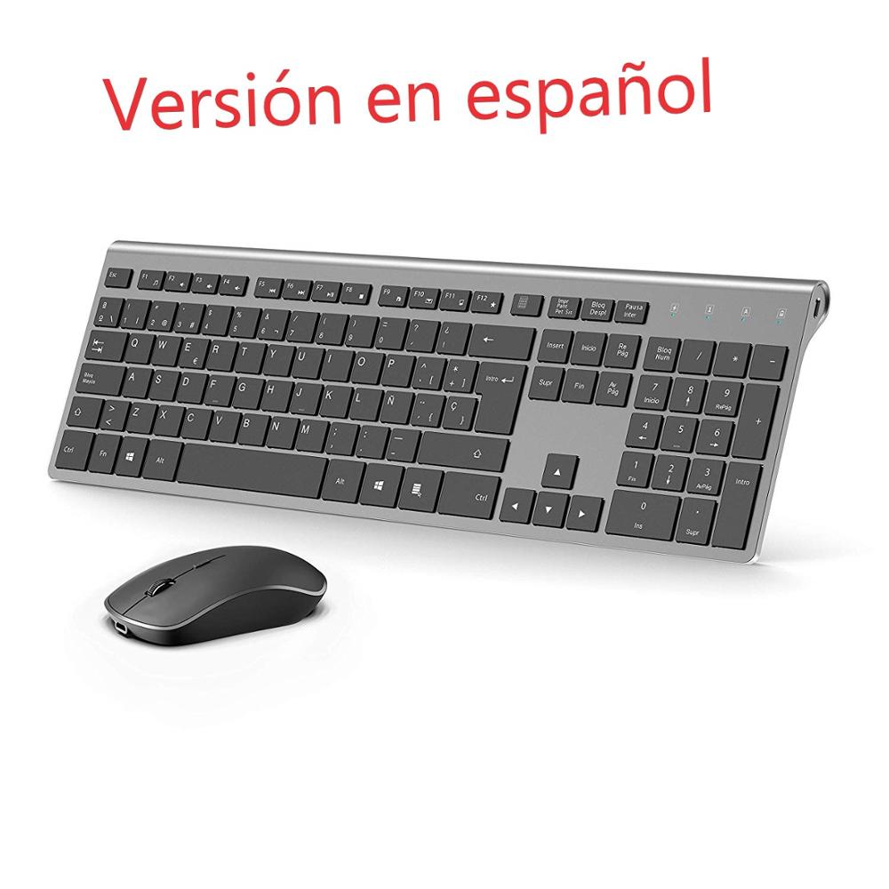 Gaming Keyboard Mouse Set - ชุดแป้นพิมพ์และเมาส์ไร้สายแบบเสียบปลั๊กแอนด์เพลย์เม้าส์และคีย์บอร์ดคอมโบชาร์จได้ตามหลักสรีรศาสตร์รูปแบบภาษาสเปน