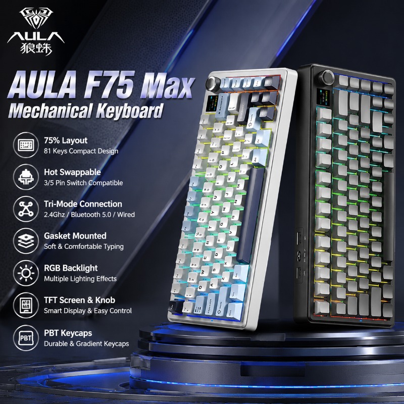 Gaming Keyboard Wireless - คีย์บอร์ดกลไก AULA F75 Max รูปแบบ 75%