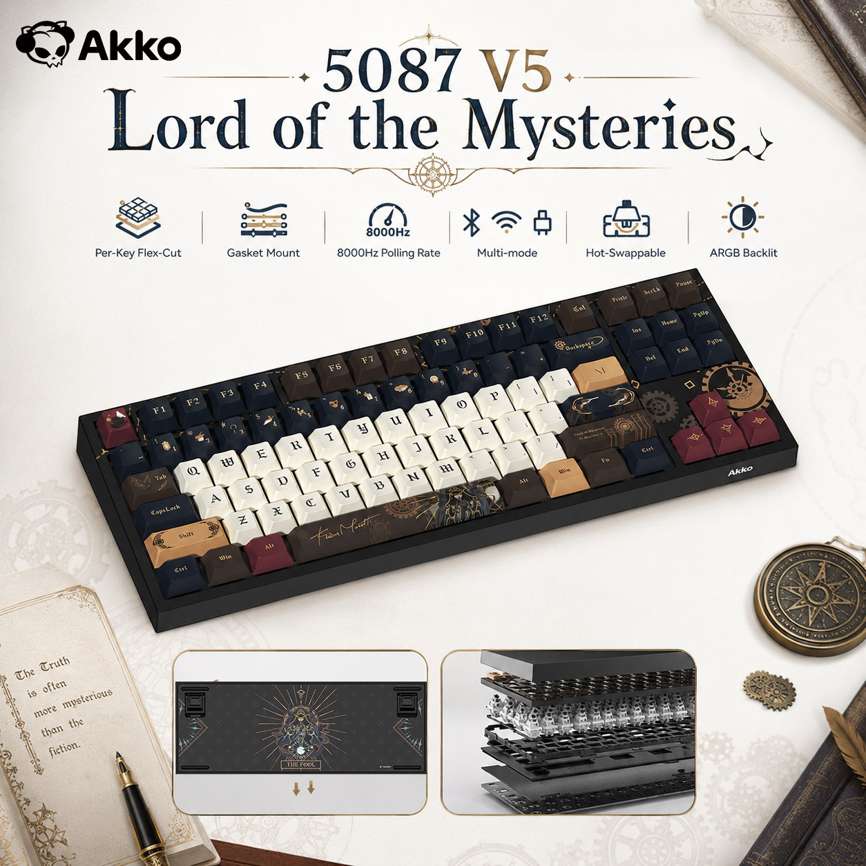 Gaming Keyboard Tkl - คีย์บอร์ดกลไกไร้สาย Akko Lord of the Mysteries