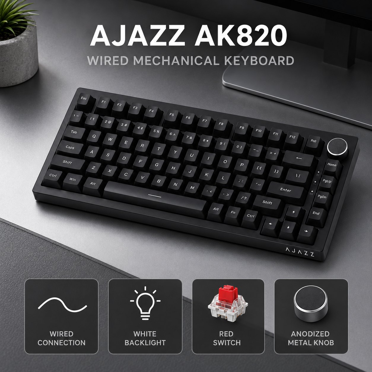 Gaming Keyboard Budget - AJAZZ AK820 คีย์บอร์ดไร้สายแบบกลไก บลูทูธ 5.1 2.4G