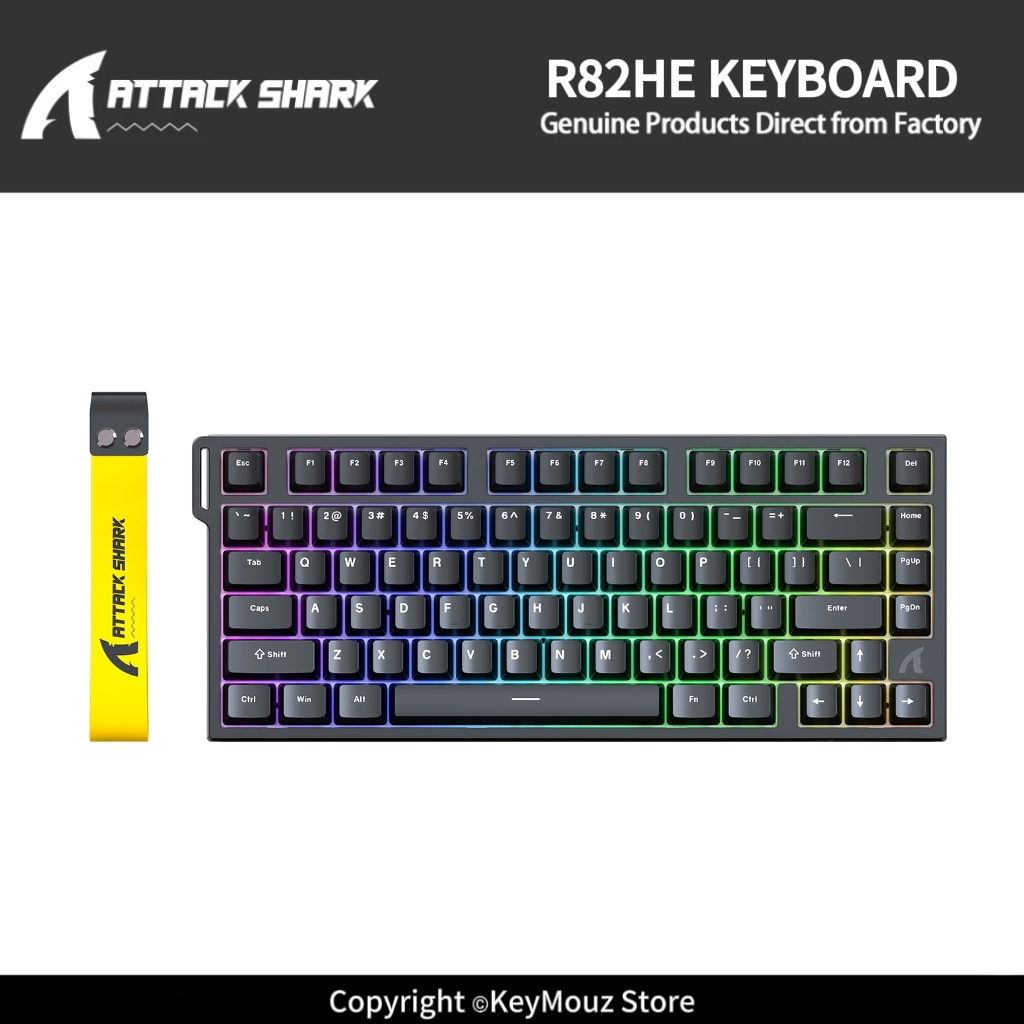 Gaming Keyboard Mini Mechanical - คีย์บอร์ดแมคคานิคอลแบบมีสาย ATTACK SHARK R82HE พร้อมสวิตช์แม่เหล็กแบบ Hot-Swap