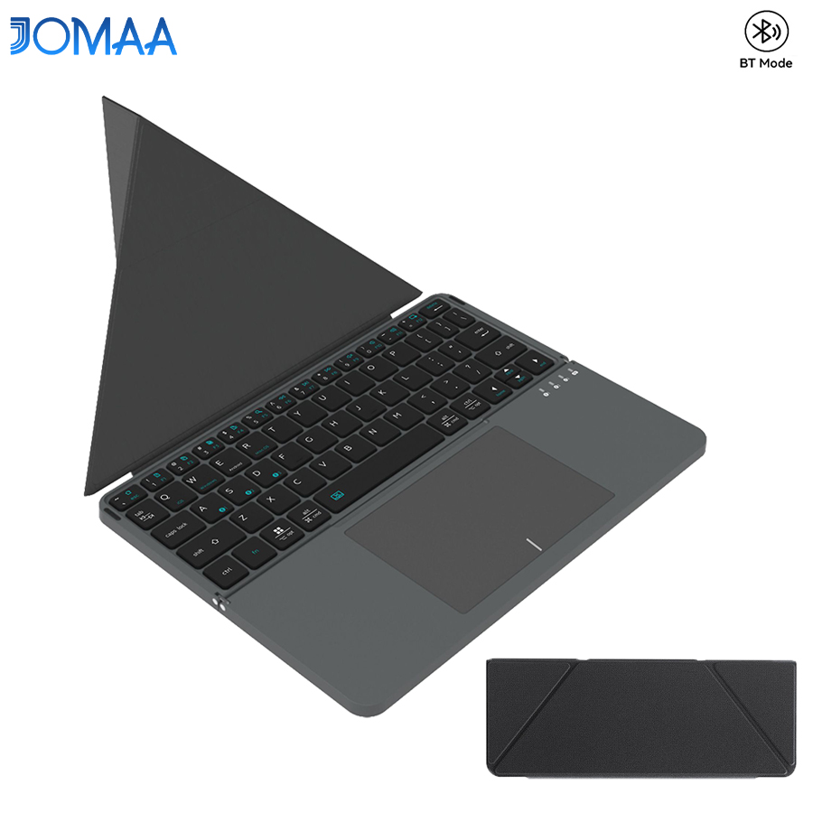 Gaming Keyboard Mobile - คีย์บอร์ดไร้สายแบบพับได้ Jomaa พร้อมทัชแพด คีย์บอร์ดบลูทูธแบบชาร์จได้สำหรับไอแพด แท็บเล็ต และโทรศัพท์