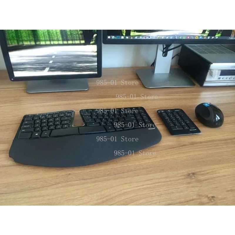 Gaming Keyboard Wireless - ชุดคีย์บอร์ดและเมาส์ไร้สาย คอมโบเดสก์ท็อปตามหลักสรีรศาสตร์สำหรับไมโครซอฟต์ สคัลเพ็ท เออร์โกโนมิก