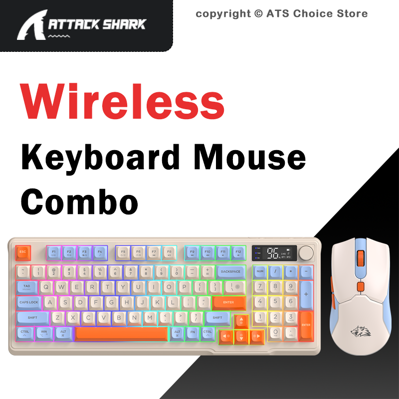 Gaming Keyboard Mouse Set - ชุดคีย์บอร์ดและเมาส์ไร้สาย FREEWOLF T96, ชุดคีย์บอร์ดและเมาส์ RGB 96
