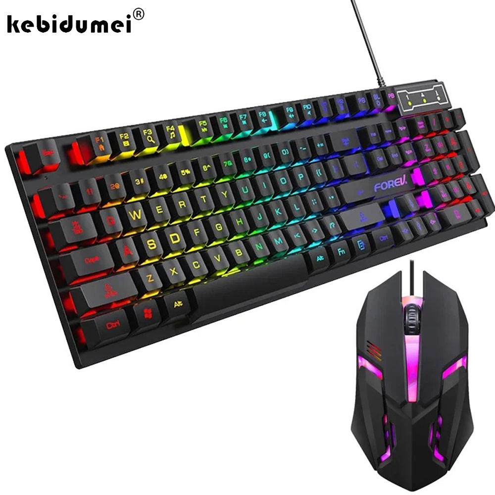 Gaming Keyboard Half - คีย์บอร์ดเกมมิ่งแบบมีสาย Kebidumei 104 ปุ่ม มีไฟแบ็คไลท์ คีย์บอร์ดกลไก