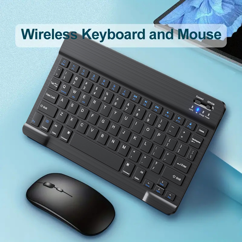 Gaming Keyboard Wireless - คีย์บอร์ดไร้สายรุ่นใหม่ปี 2026 พร้อมเมาส์บลูทูธในตัว คีย์บอร์ดแบบบางเงียบชาร์จได้ สำหรับ Xiaomi