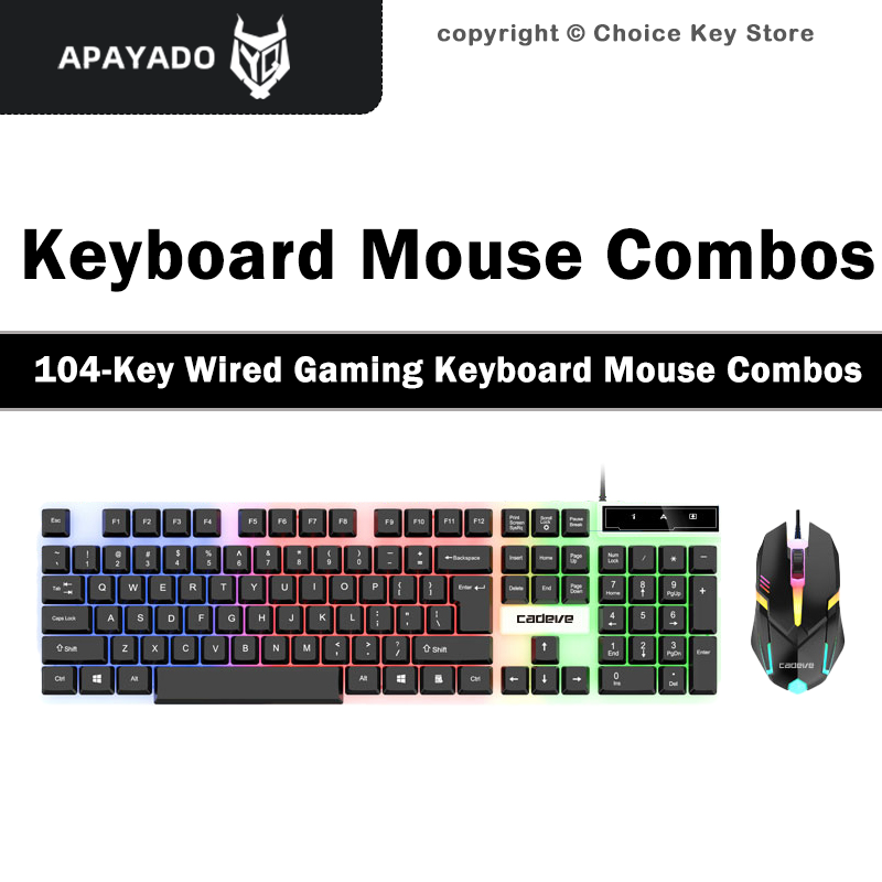 Gaming Keyboard Mouse Set - ชุดคีย์บอร์ดและเมาส์เกมมิ่งแบบมีสาย APAYADO LDK9122 คีย์บอร์ด 104 ปุ่ม