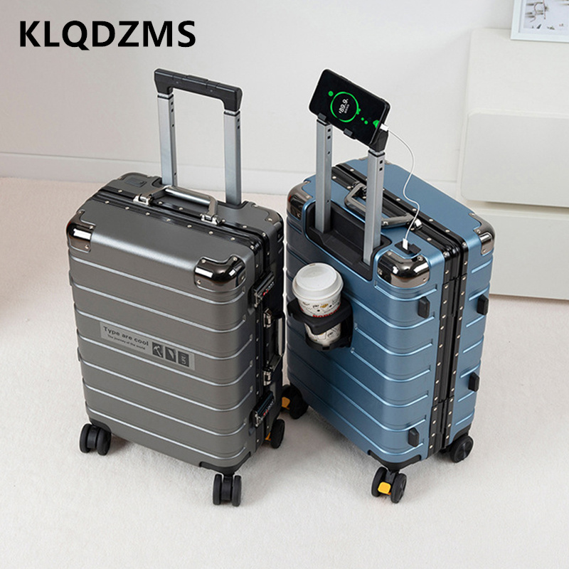 Aluminum Case 65 - KLQDZMS กระเป๋าเดินทางโครงอะลูมิเนียม กระเป๋าเดินทางล้อลากความจุขนาดใหญ่ ABS+PC กล่องขึ้นเครื่อง 20