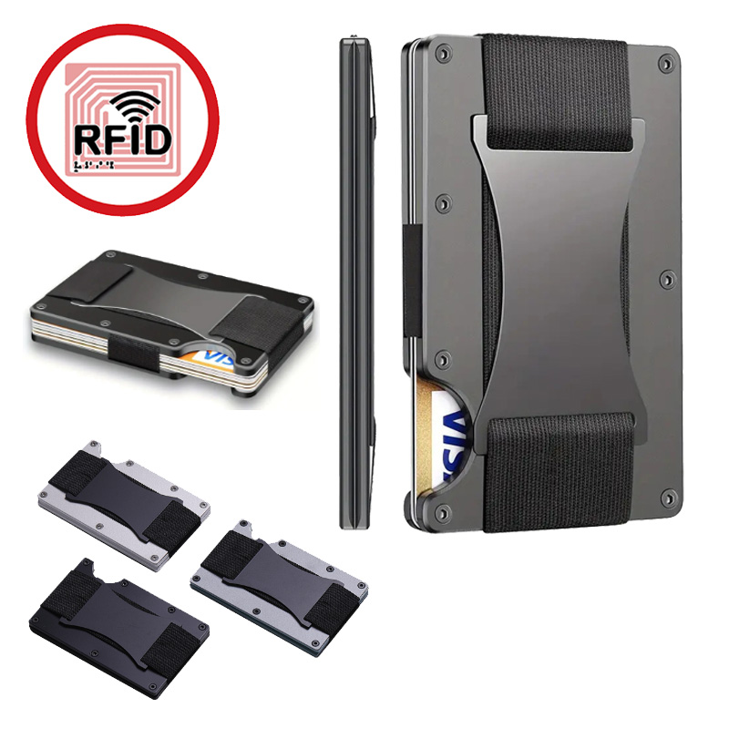 Aluminum Case 65 - กระเป๋าใส่บัตรแบบบาง ป้องกัน RFID สำหรับผู้ชายและผู้หญิง ทำจากอะลูมิเนียม มีช่องใส่บัตรแบบยืดหยุ่น