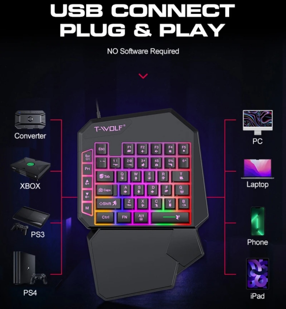 คีย์บอร์ดเกมมิ่ง RGB 5 in 1 พร - Gaming Keyboard And Mouse For Xbox บทวิจารณ์และราคา