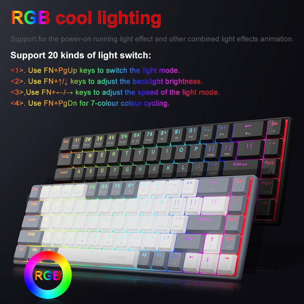 E-YOOSO A68 RGB Mini Slim USB  - Gaming Keyboard Mobile บทวิจารณ์และราคา