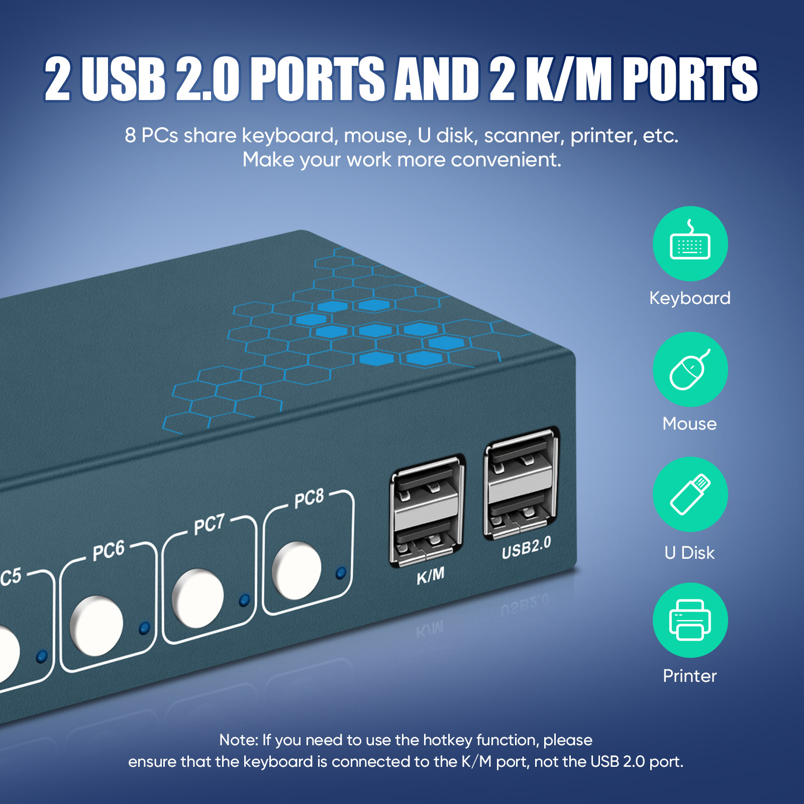 สวิตช์ KVM 8 พอร์ต HDMI สวิตช์ - Gaming Keyboard And Mouse For Xbox บทวิจารณ์และราคา