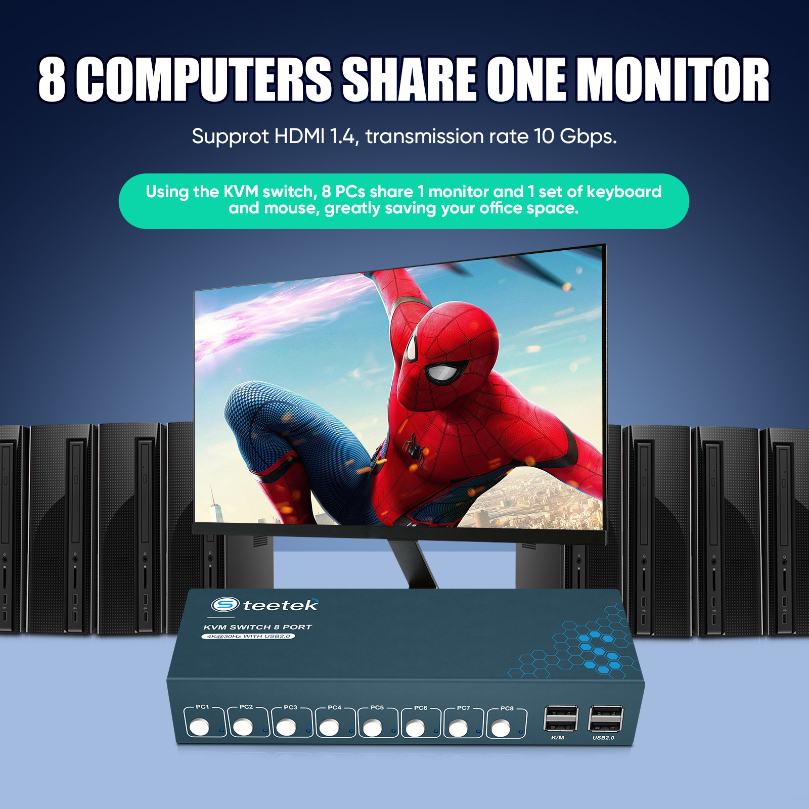 สวิตช์ KVM 8 พอร์ต HDMI สวิตช์ - Gaming Keyboard And Mouse For Xbox บทวิจารณ์และราคา